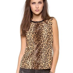 Milly Leopard Print Leather Top